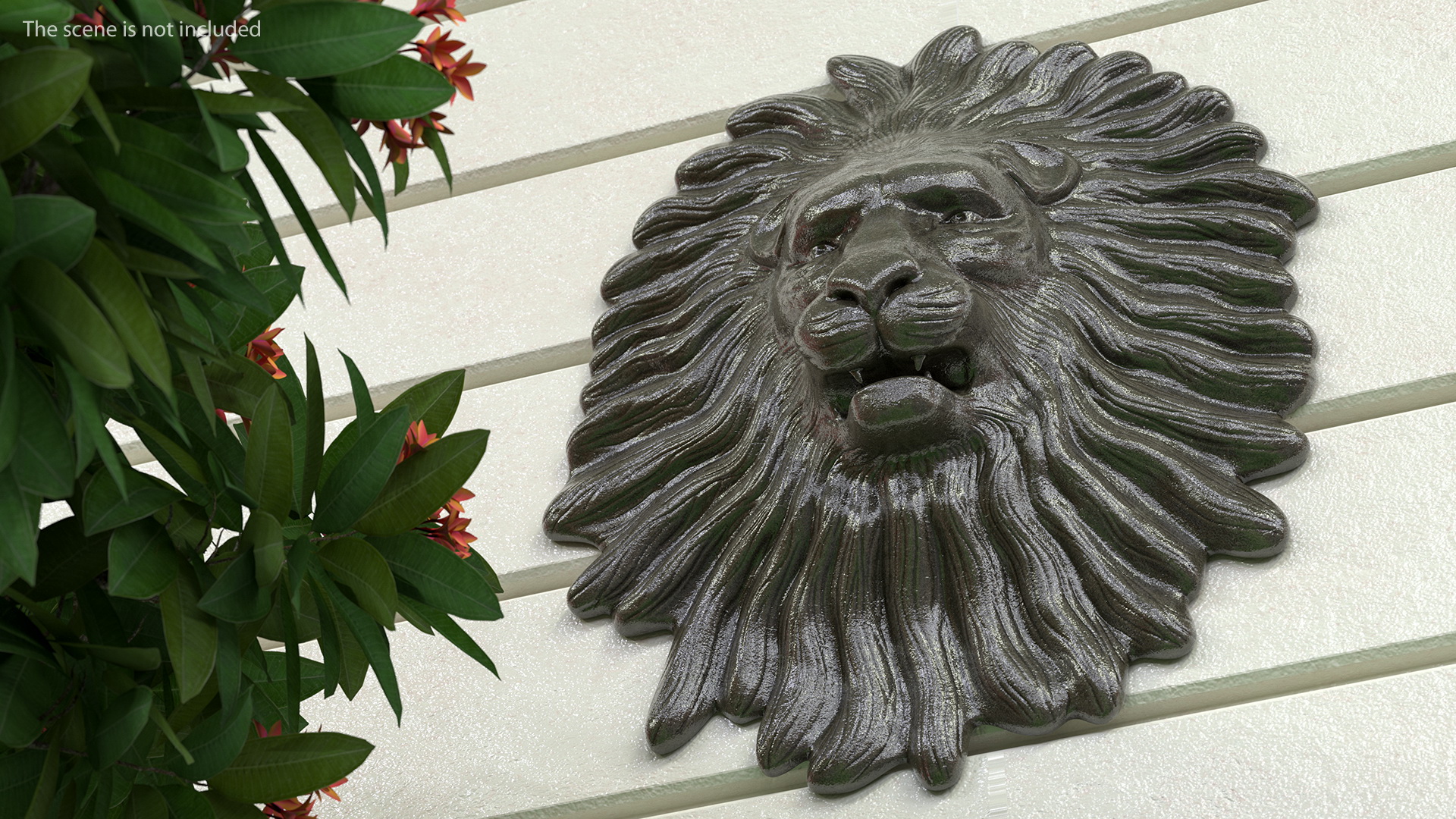 Lion Head Stone Relief 3D