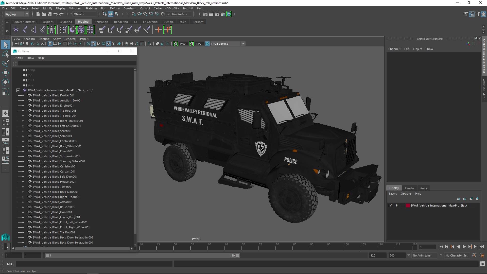 3D model SWAT Vehicle International MaxxPro Black