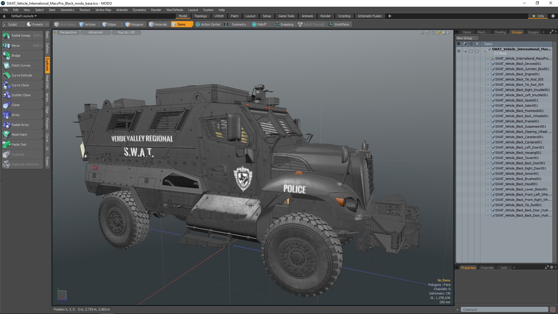 3D model SWAT Vehicle International MaxxPro Black