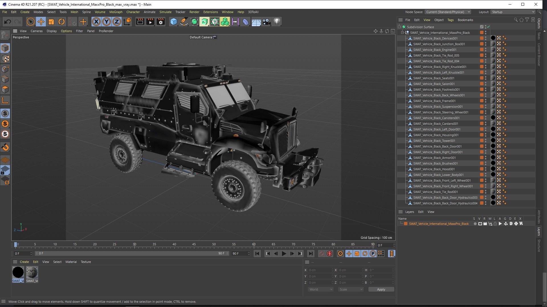 3D model SWAT Vehicle International MaxxPro Black