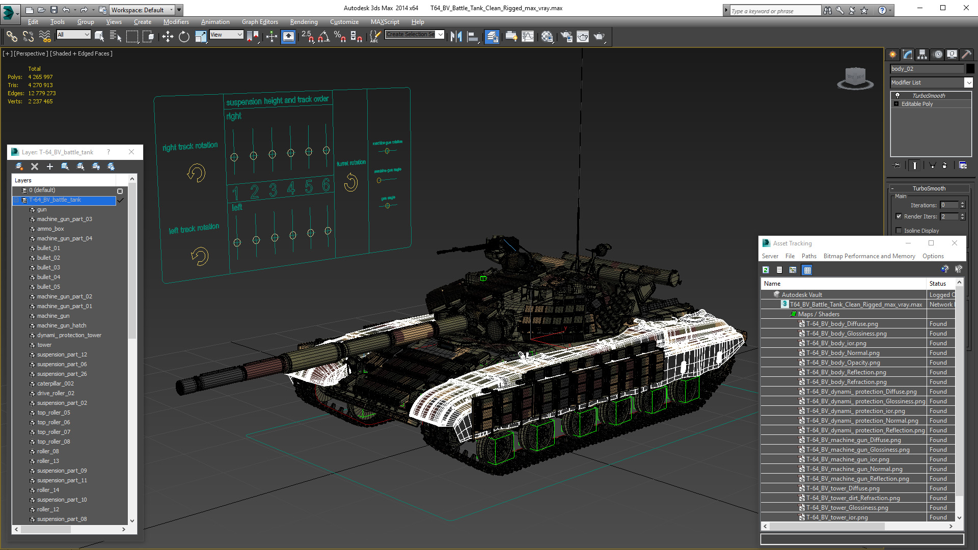 3D T64 BV Battle Tank Clean Rigged