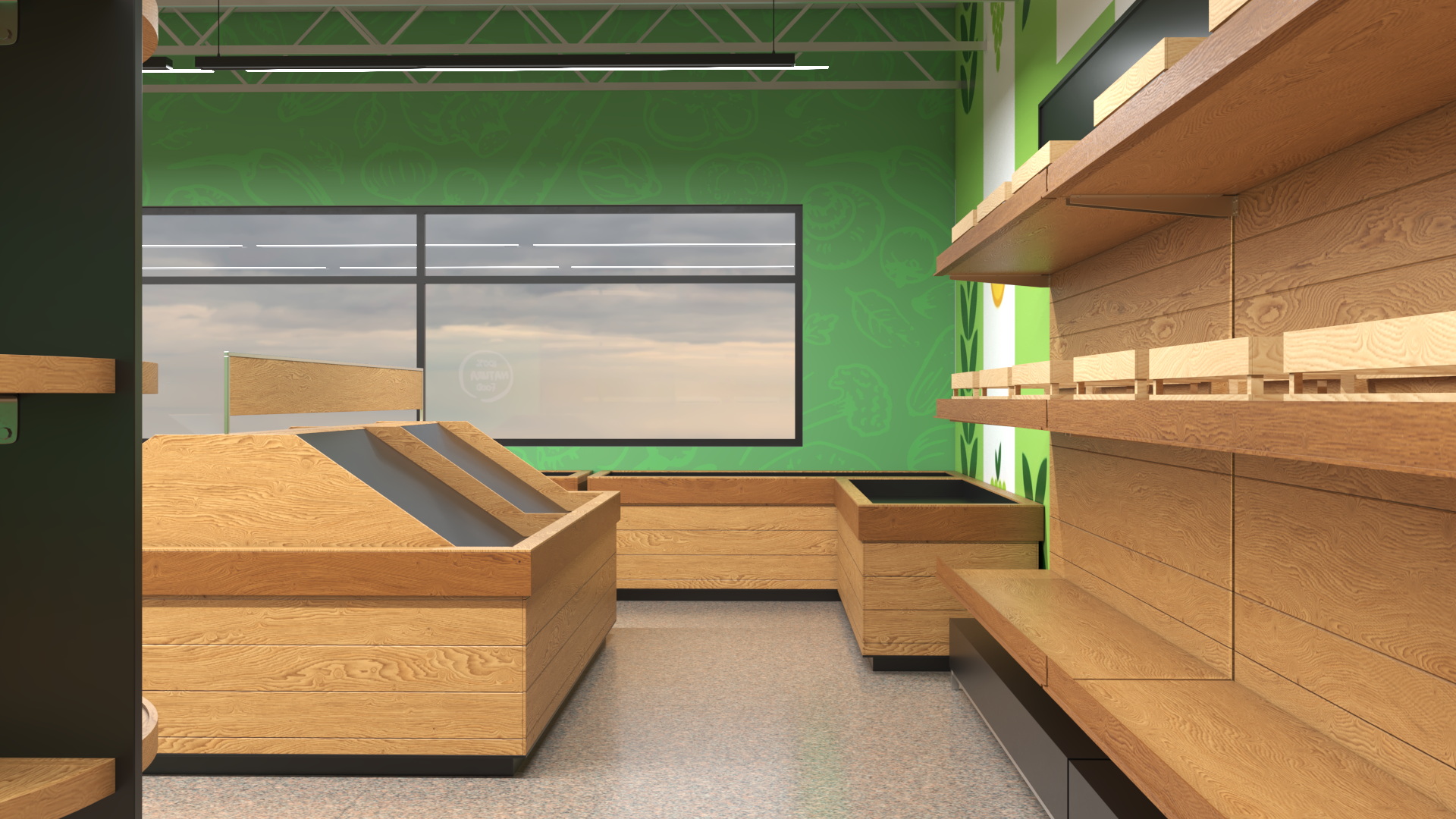 3D model Interior Empty Market Natural Foods