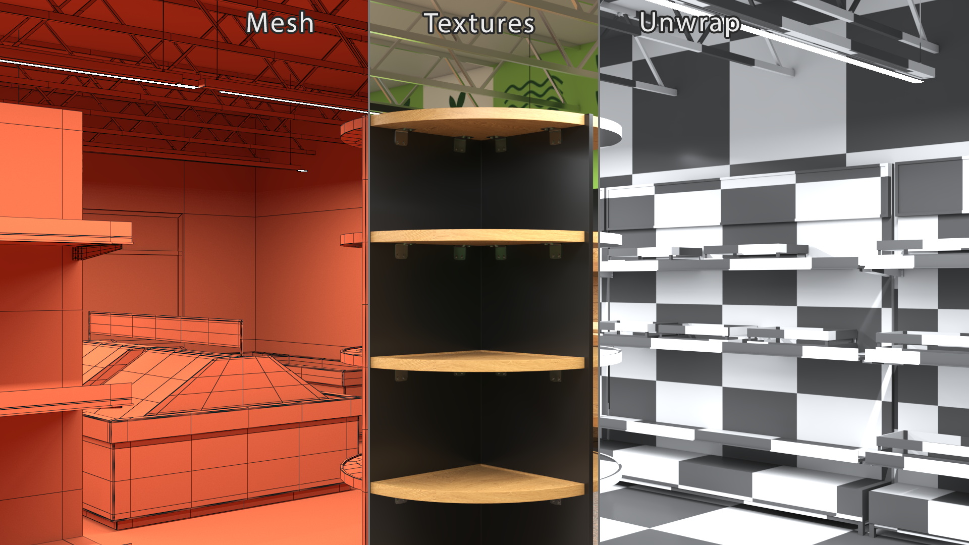 3D model Interior Empty Market Natural Foods