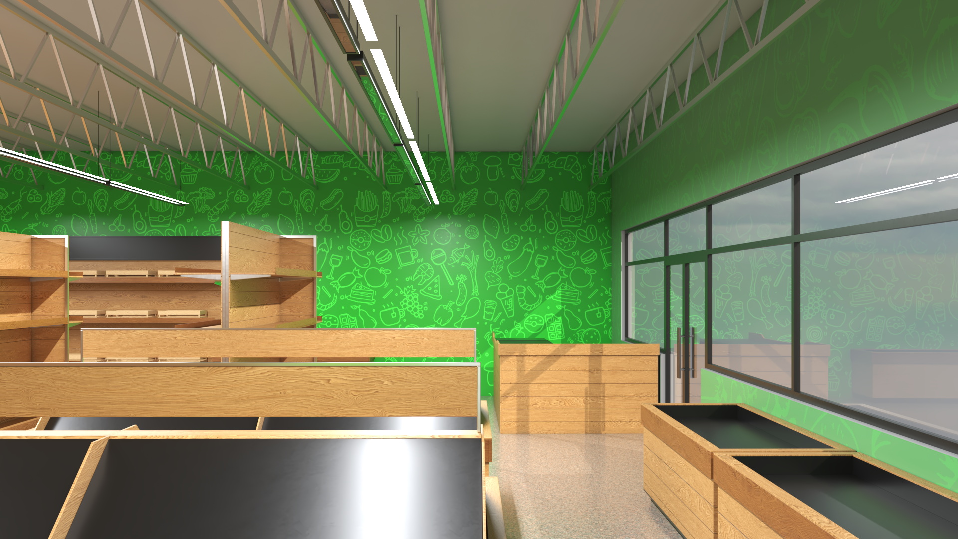 3D model Interior Empty Market Natural Foods