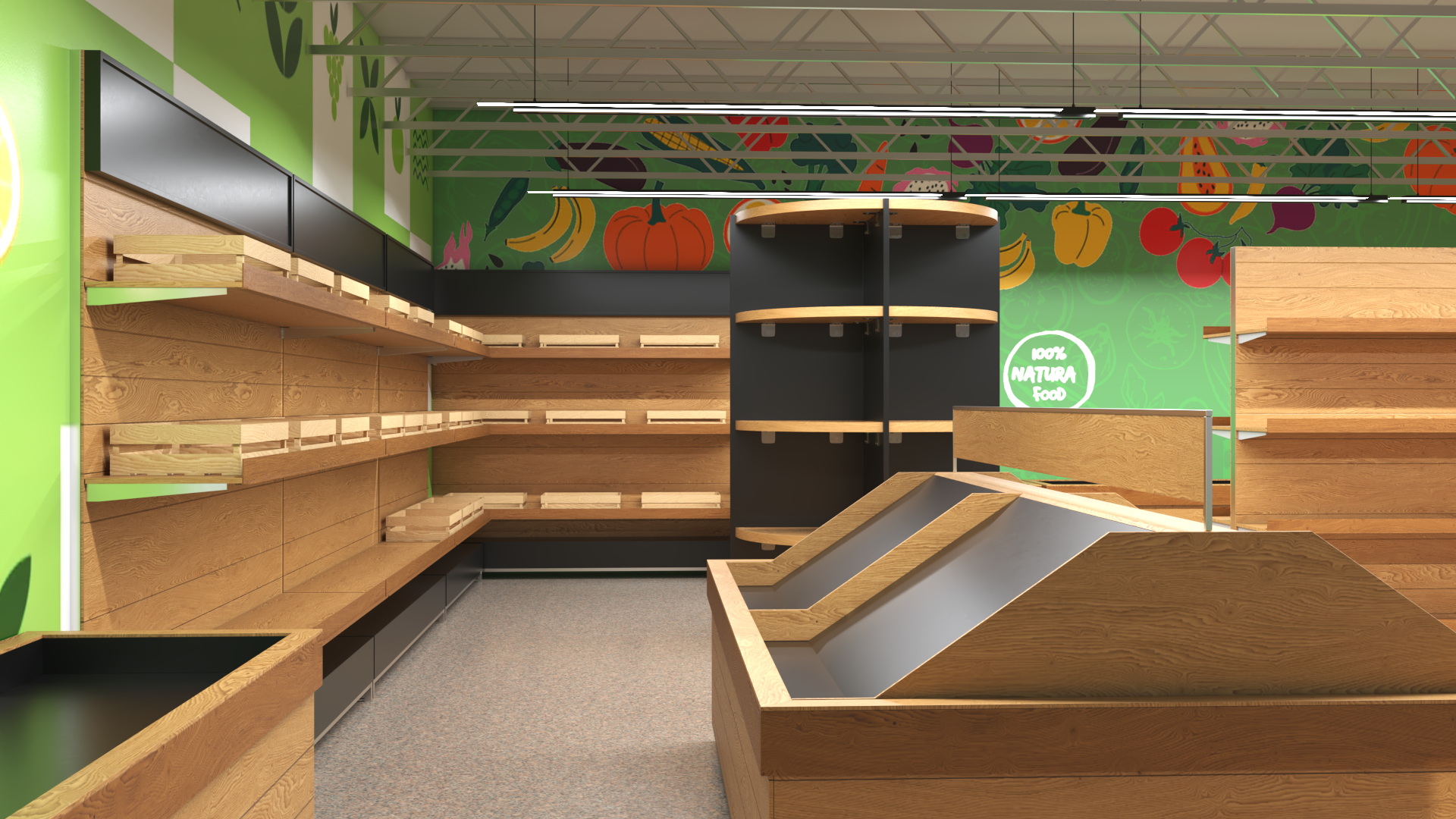 3D model Interior Empty Market Natural Foods