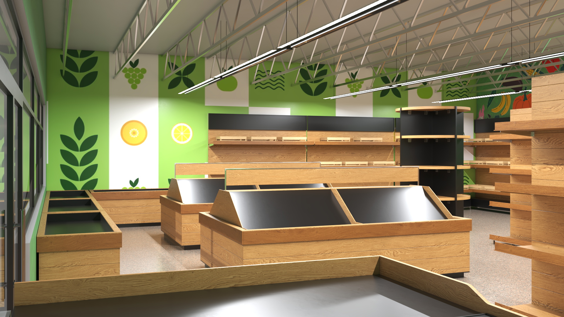 3D model Interior Empty Market Natural Foods