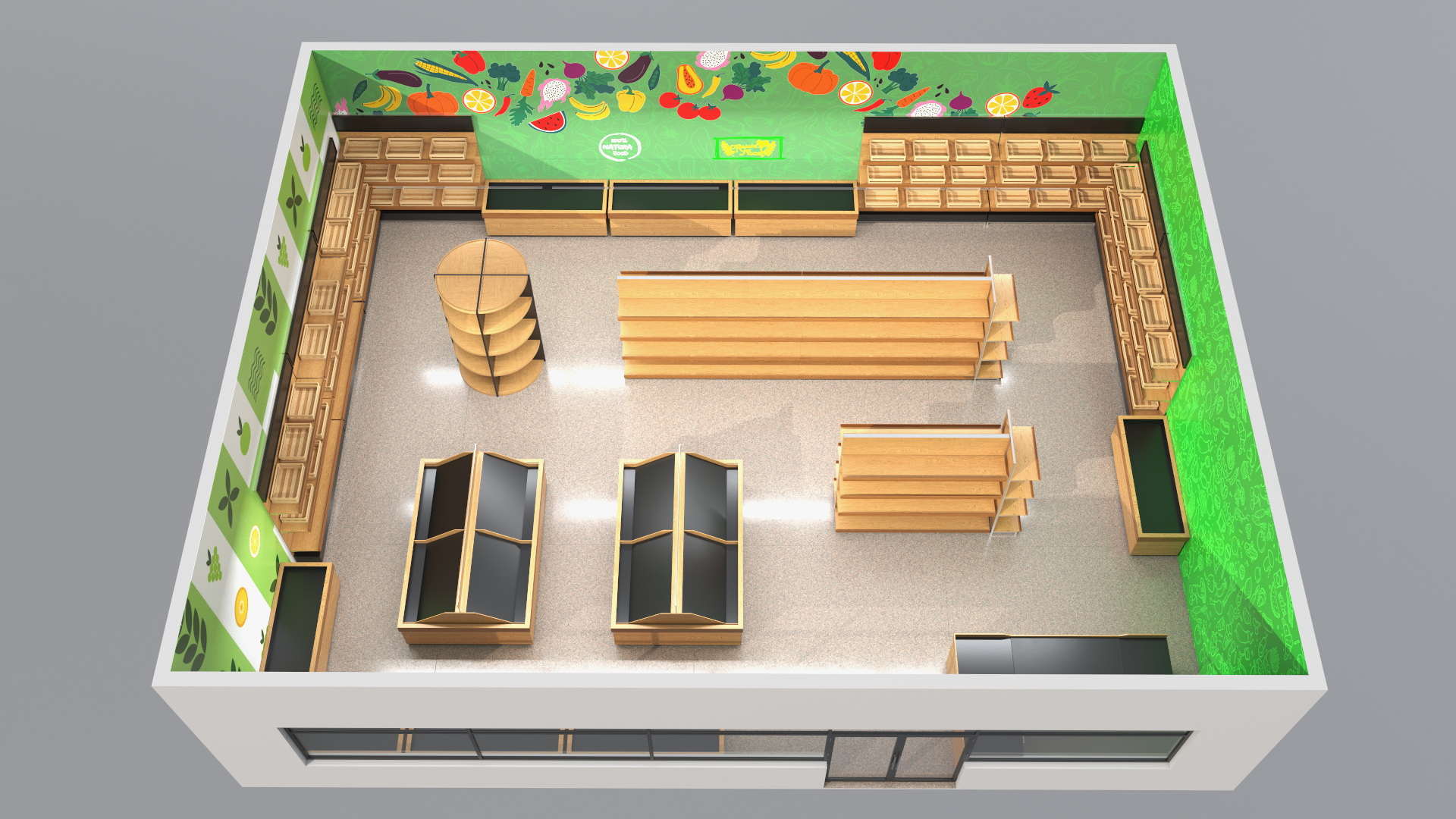 3D model Interior Empty Market Natural Foods