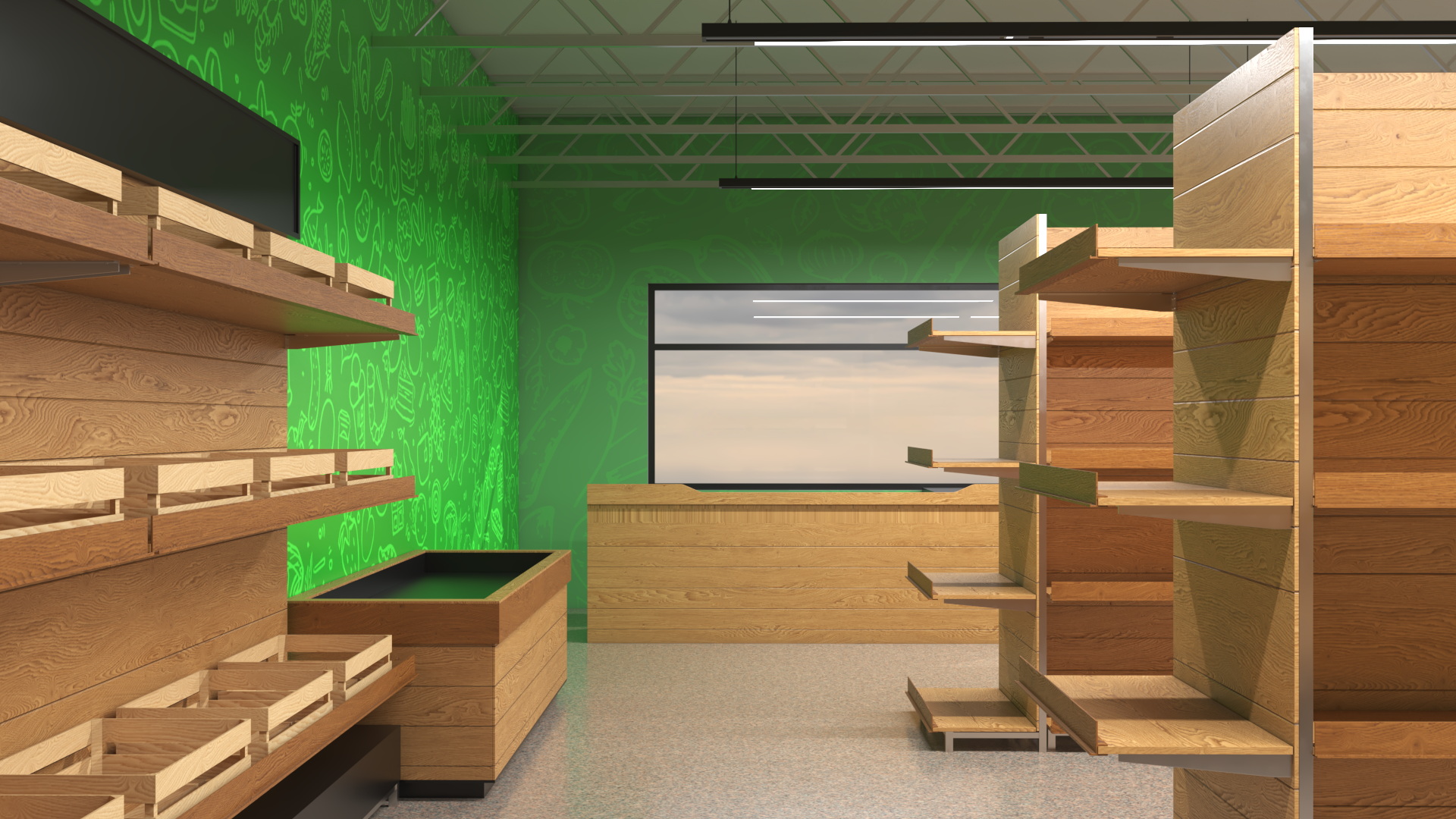 3D model Interior Empty Market Natural Foods