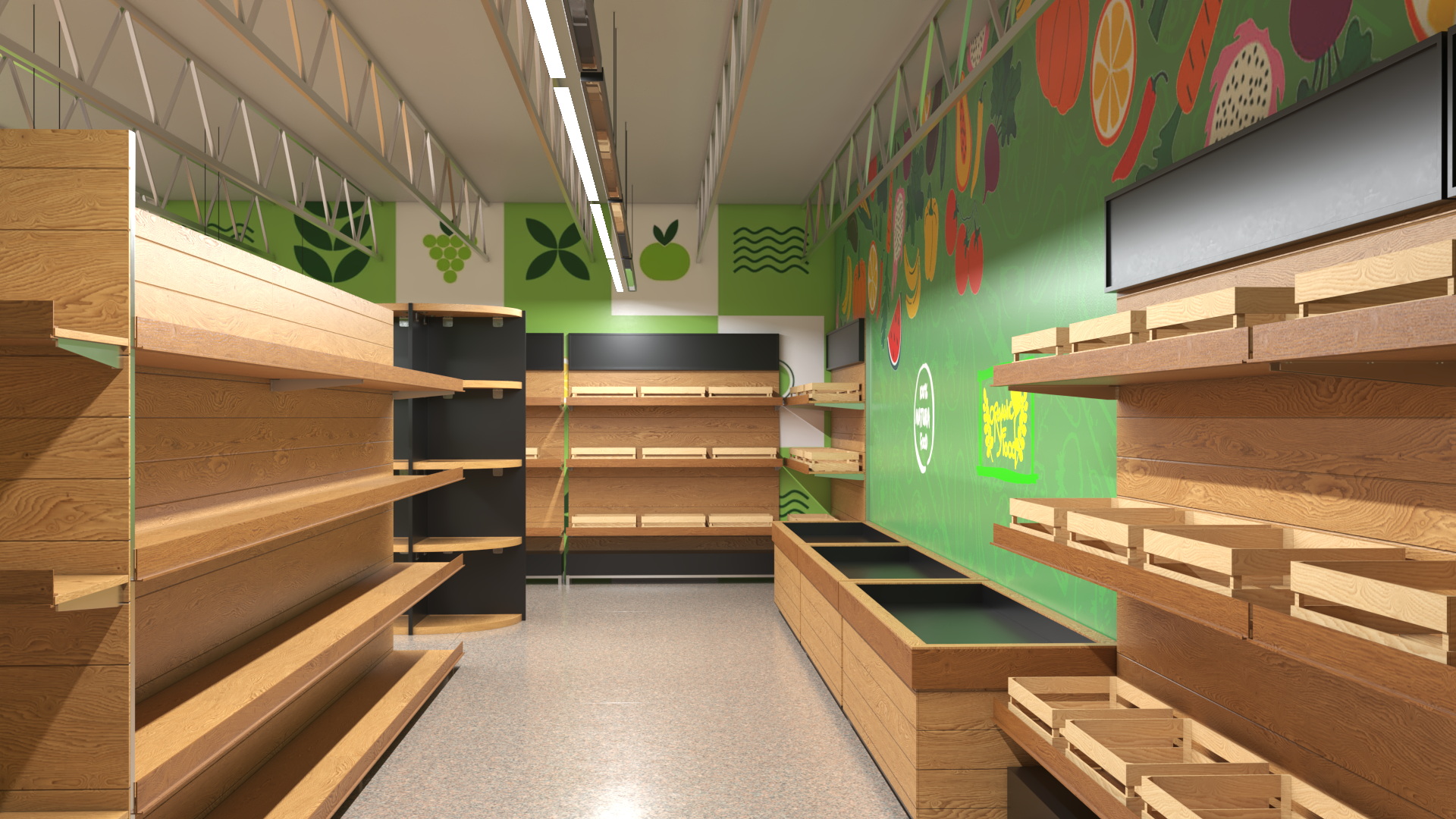 3D model Interior Empty Market Natural Foods