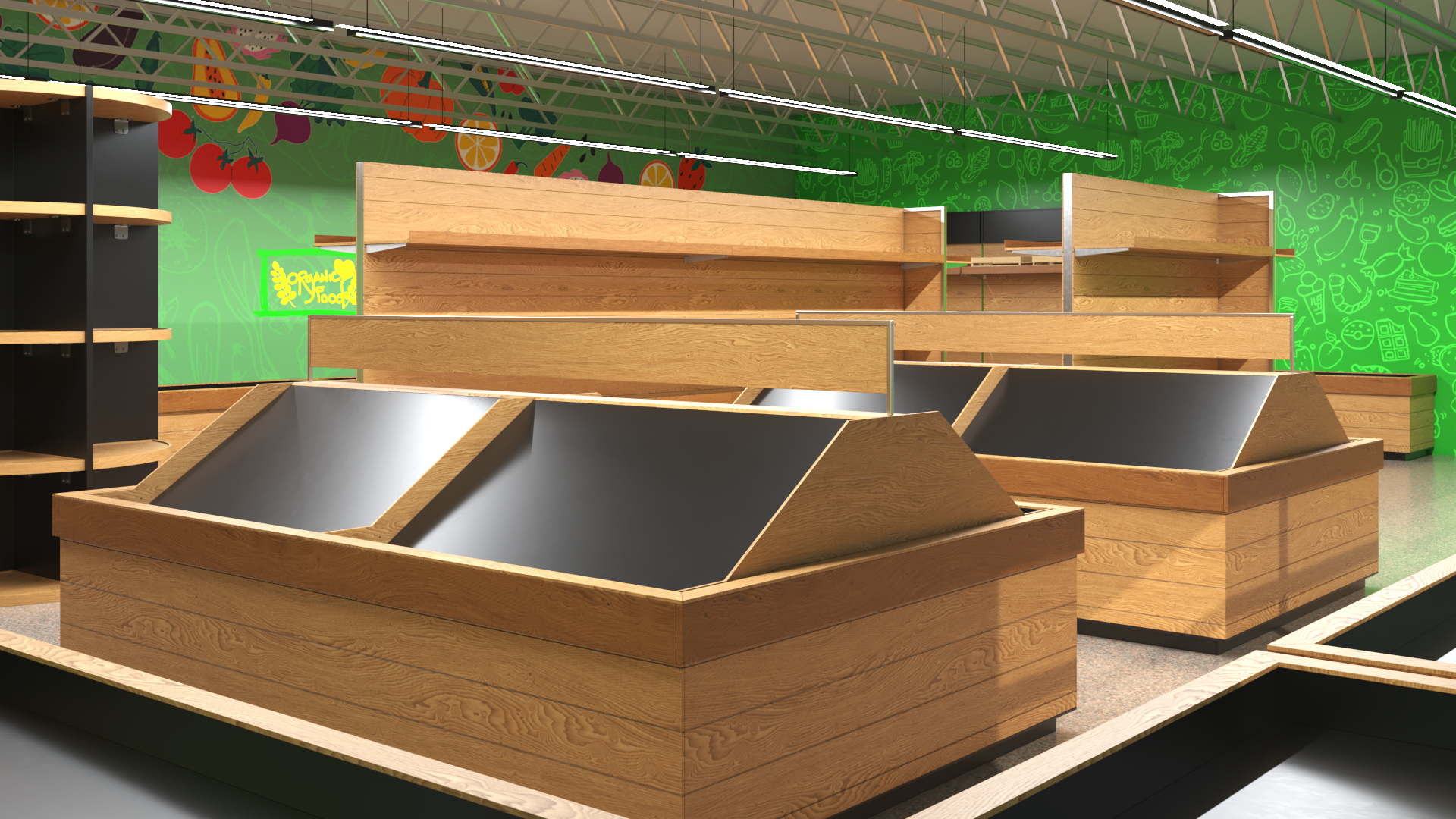 3D model Interior Empty Market Natural Foods