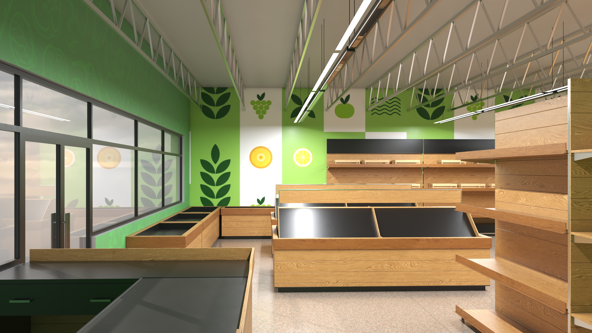 3D model Interior Empty Market Natural Foods