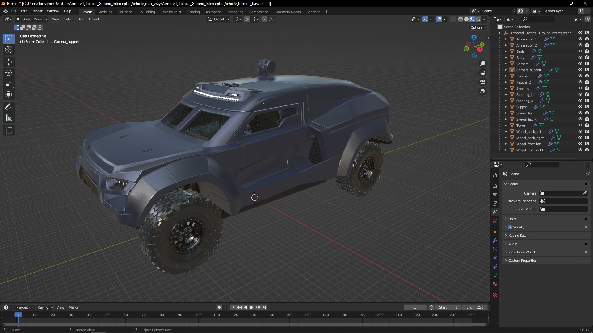 3D Armored Tactical Ground Interceptor Vehicle model