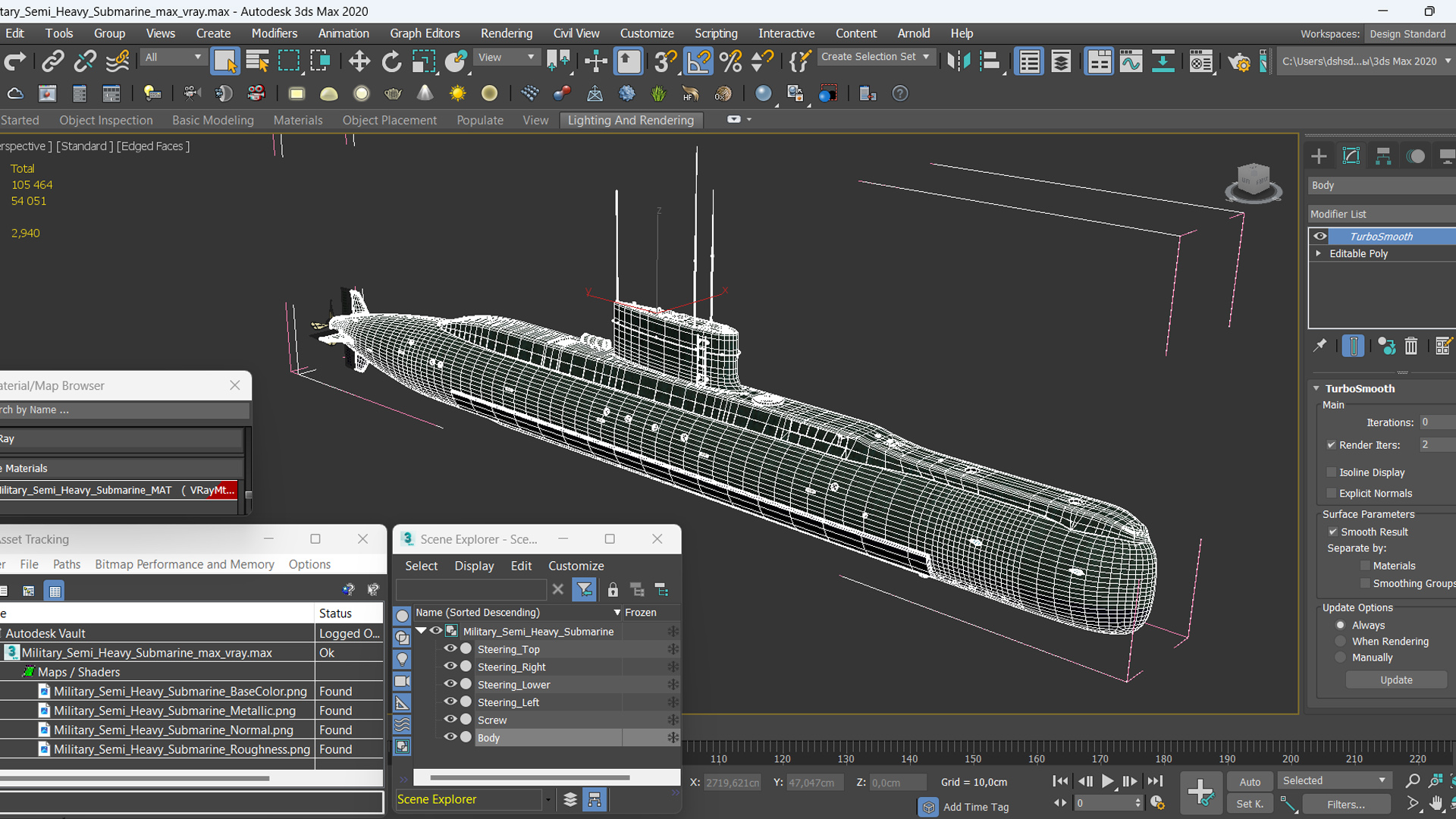 Military Semi Heavy Submarine 3D model