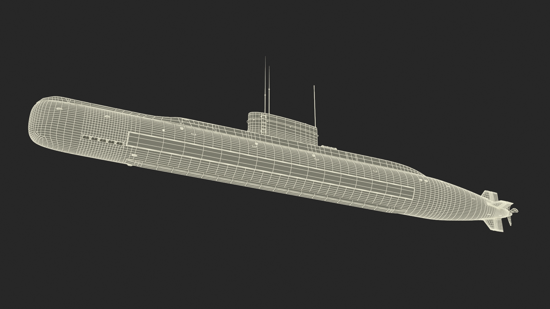 Military Semi Heavy Submarine 3D model