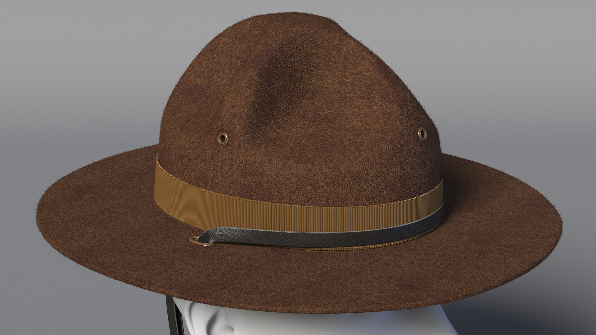 TingTingo Military Campaign Hat Brown on Mannequin Fur 3D model