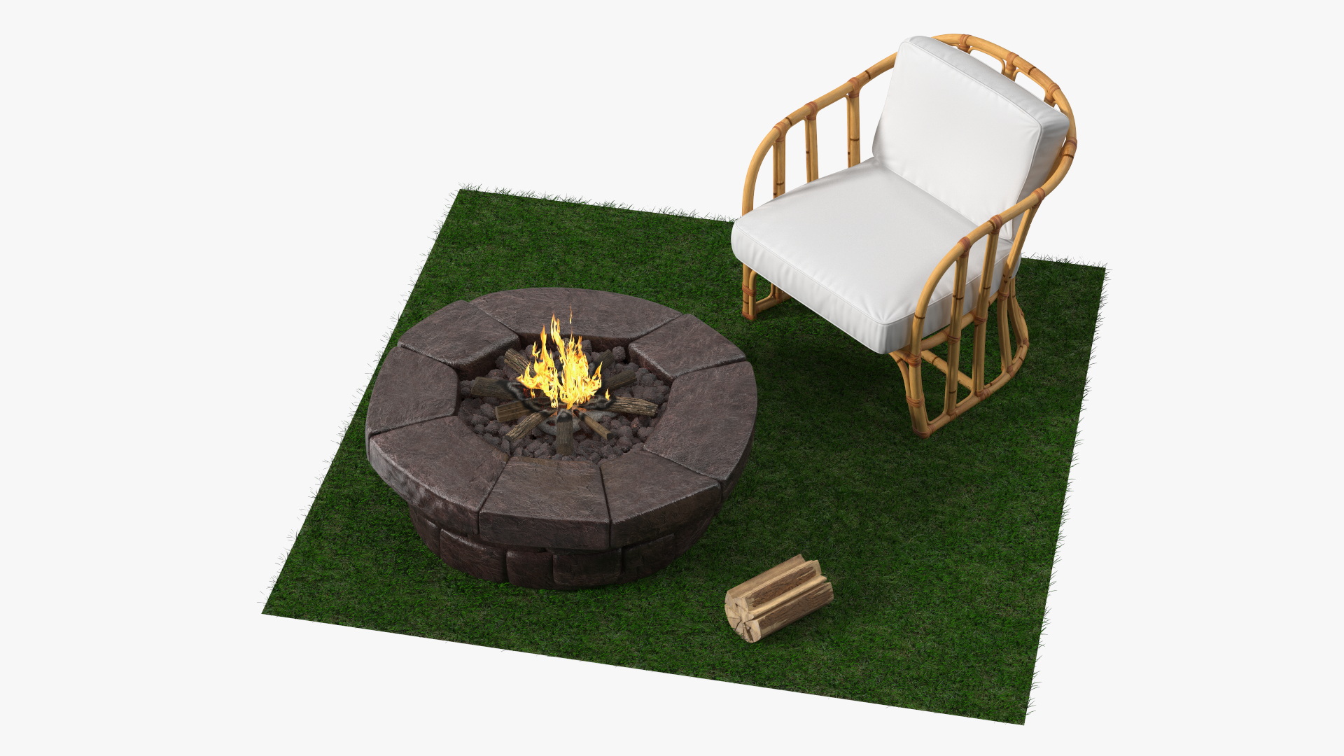 Outdoor Garden Fire Pit with Armchair 3D