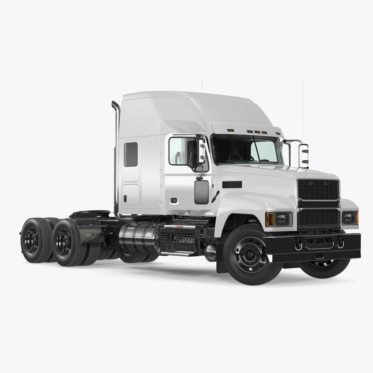 2025 Semi Truck White Rigged for Maya 3D