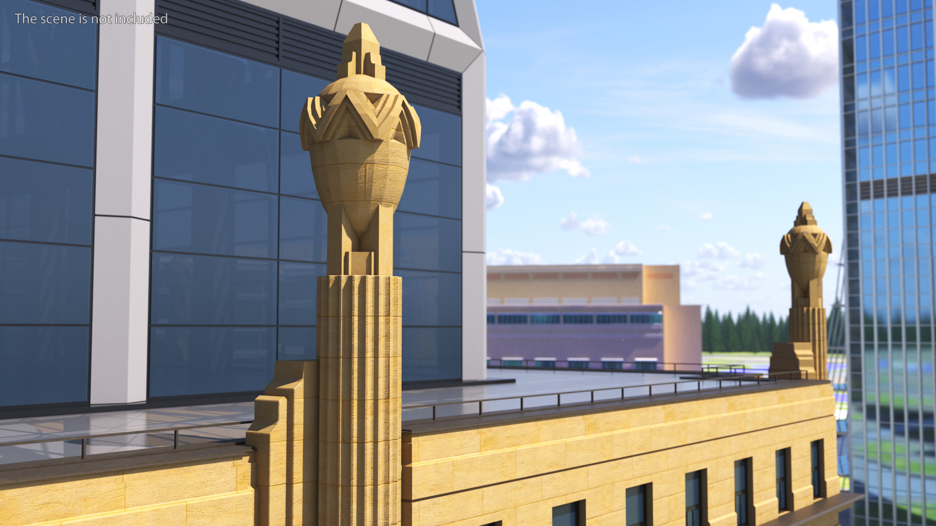 3D Hearst Towers Column with Statues model