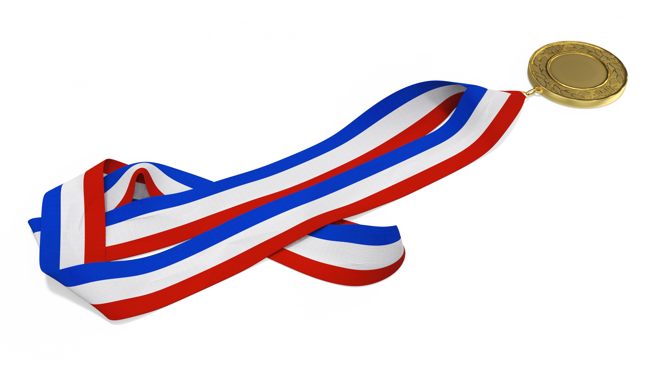 3D Gold Medal with Tricolor Ribbon