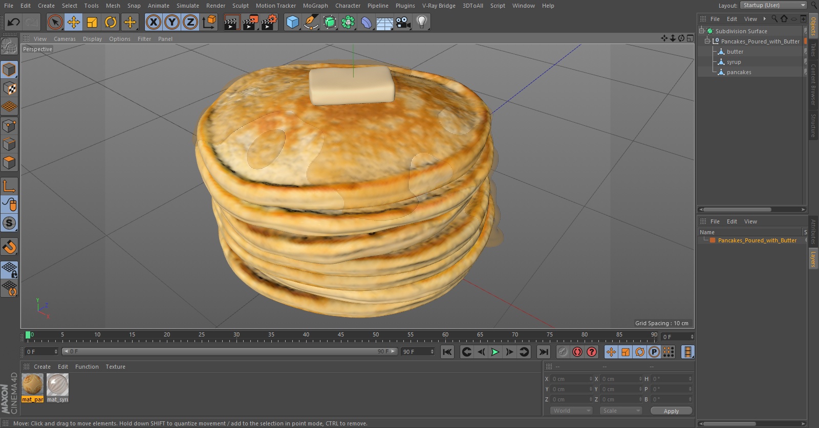 Pancakes Poured with Butter 3D