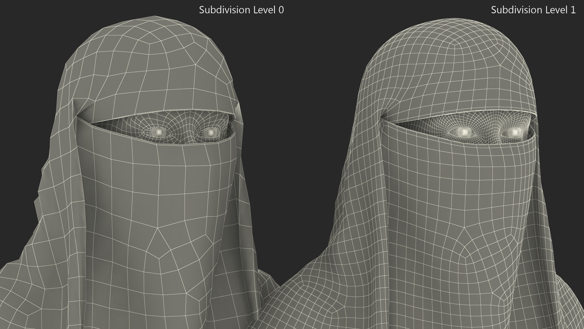 Traditional Islamic Female Attire with Niqab 3D model