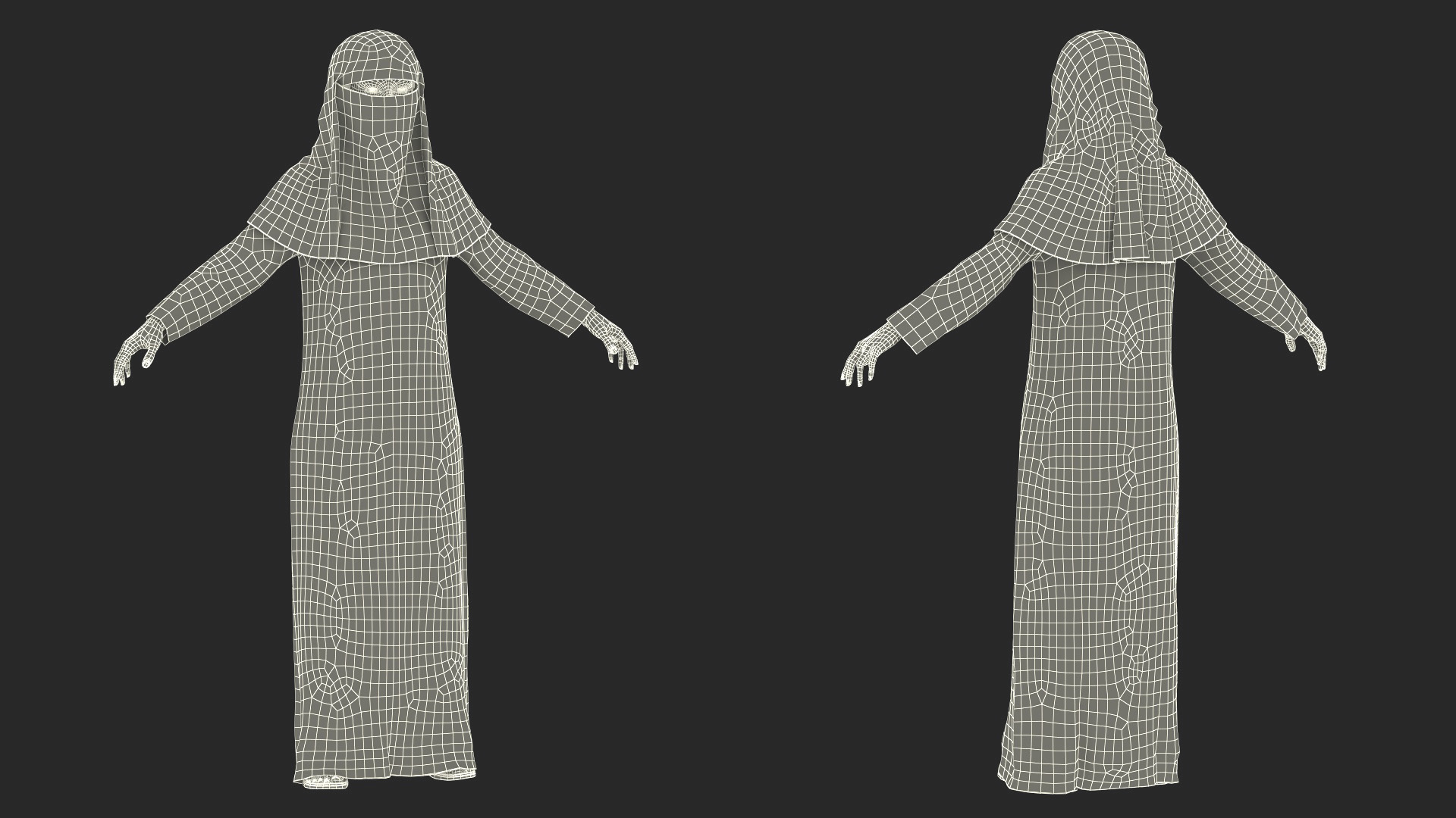 Traditional Islamic Female Attire with Niqab 3D model