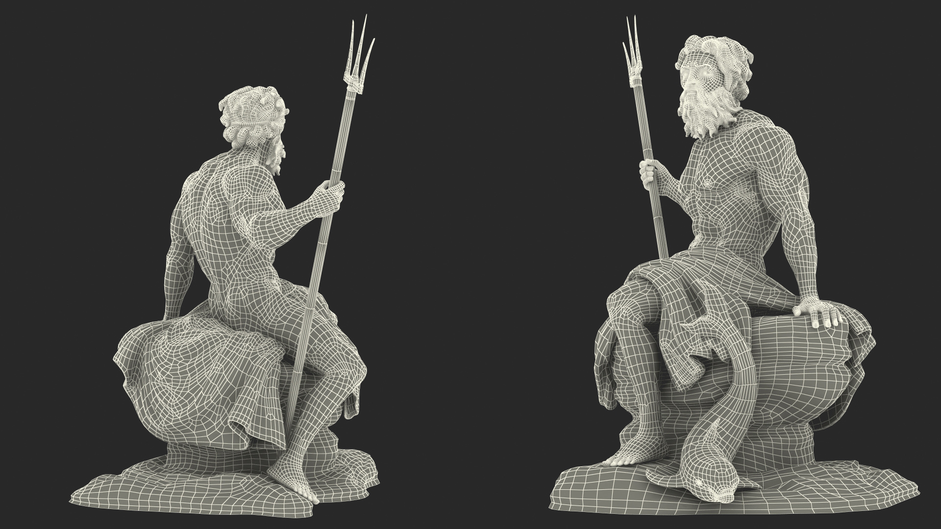 3D model Antique Poseidon Marble Statue