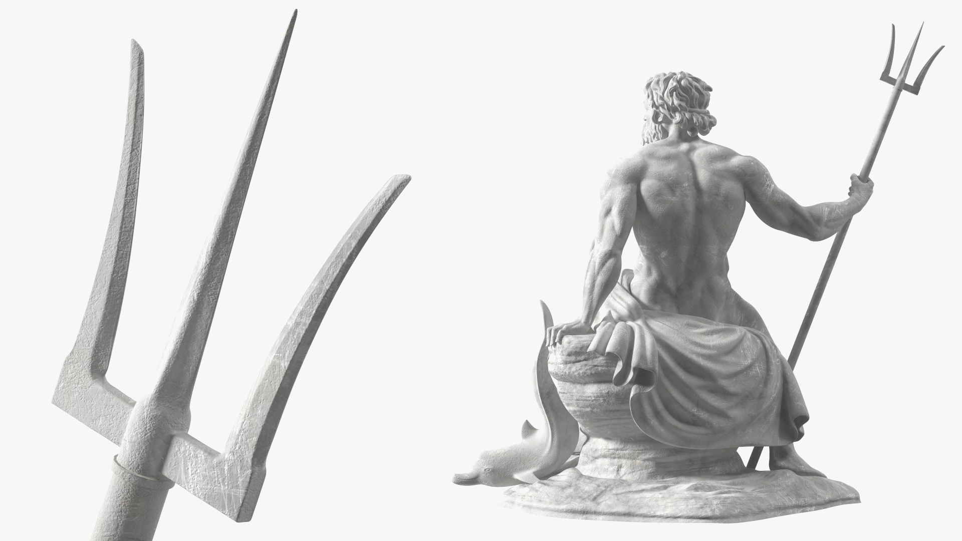 3D model Antique Poseidon Marble Statue