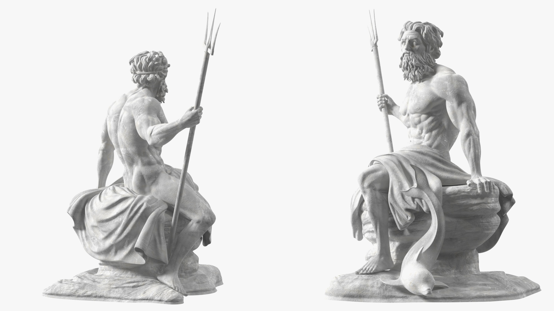 3D model Antique Poseidon Marble Statue