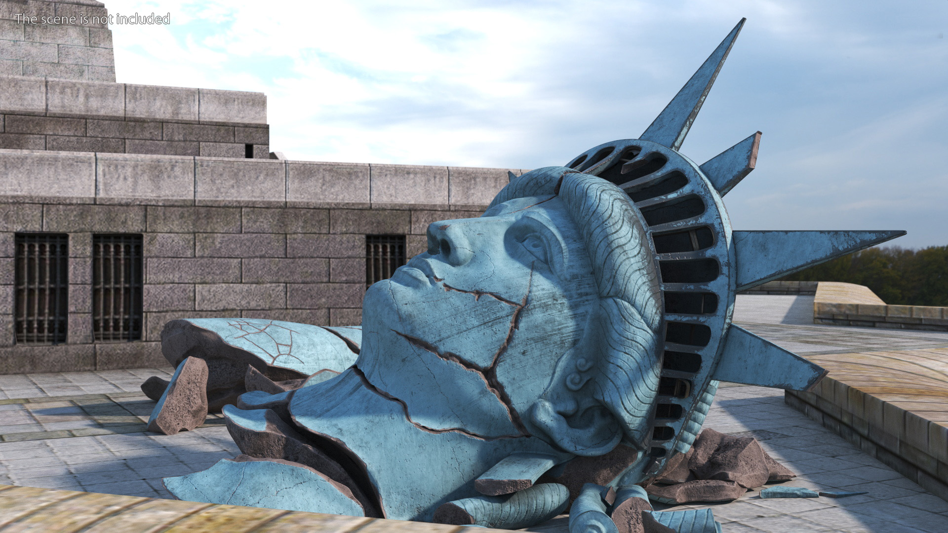 Broken Torch and Head of Statue of Liberty 3D