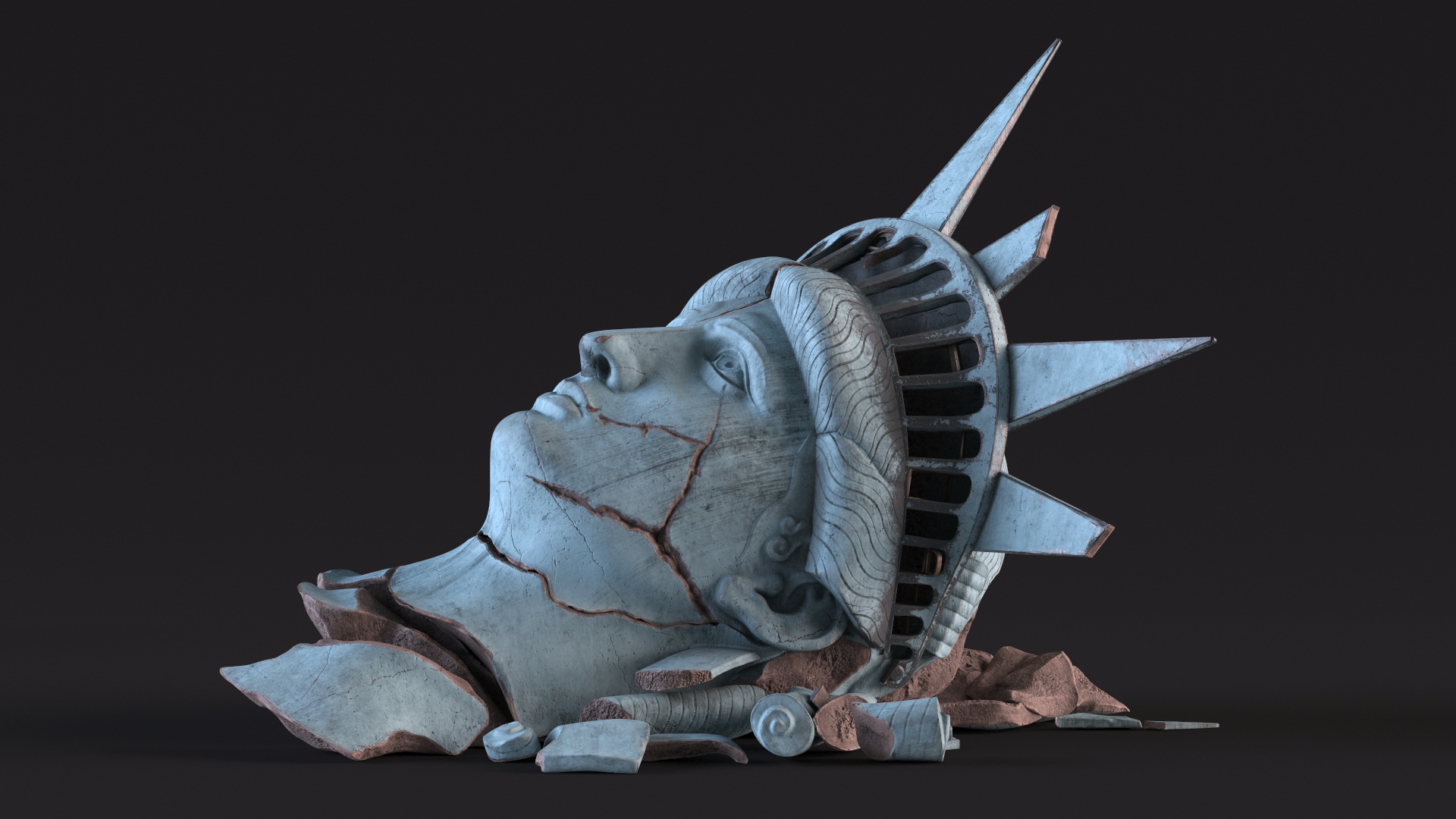 Broken Torch and Head of Statue of Liberty 3D