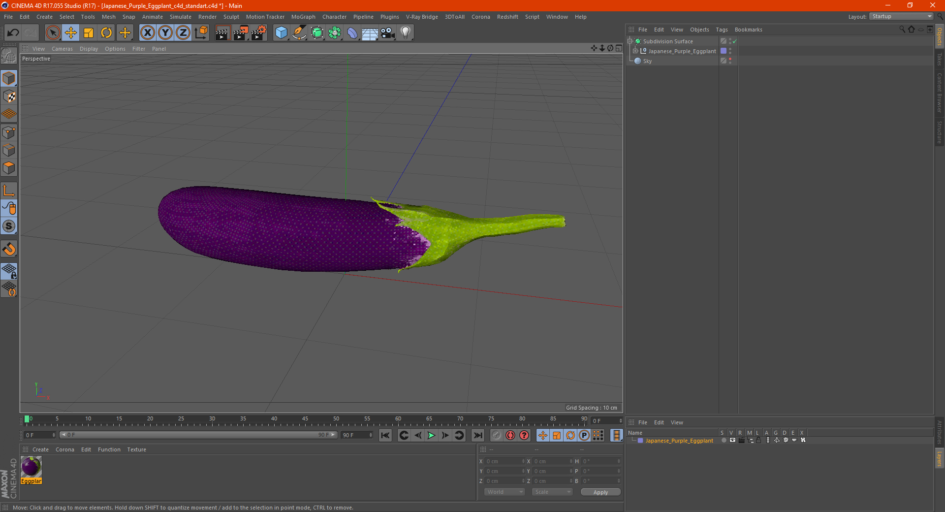 Japanese Purple Eggplant 3D model