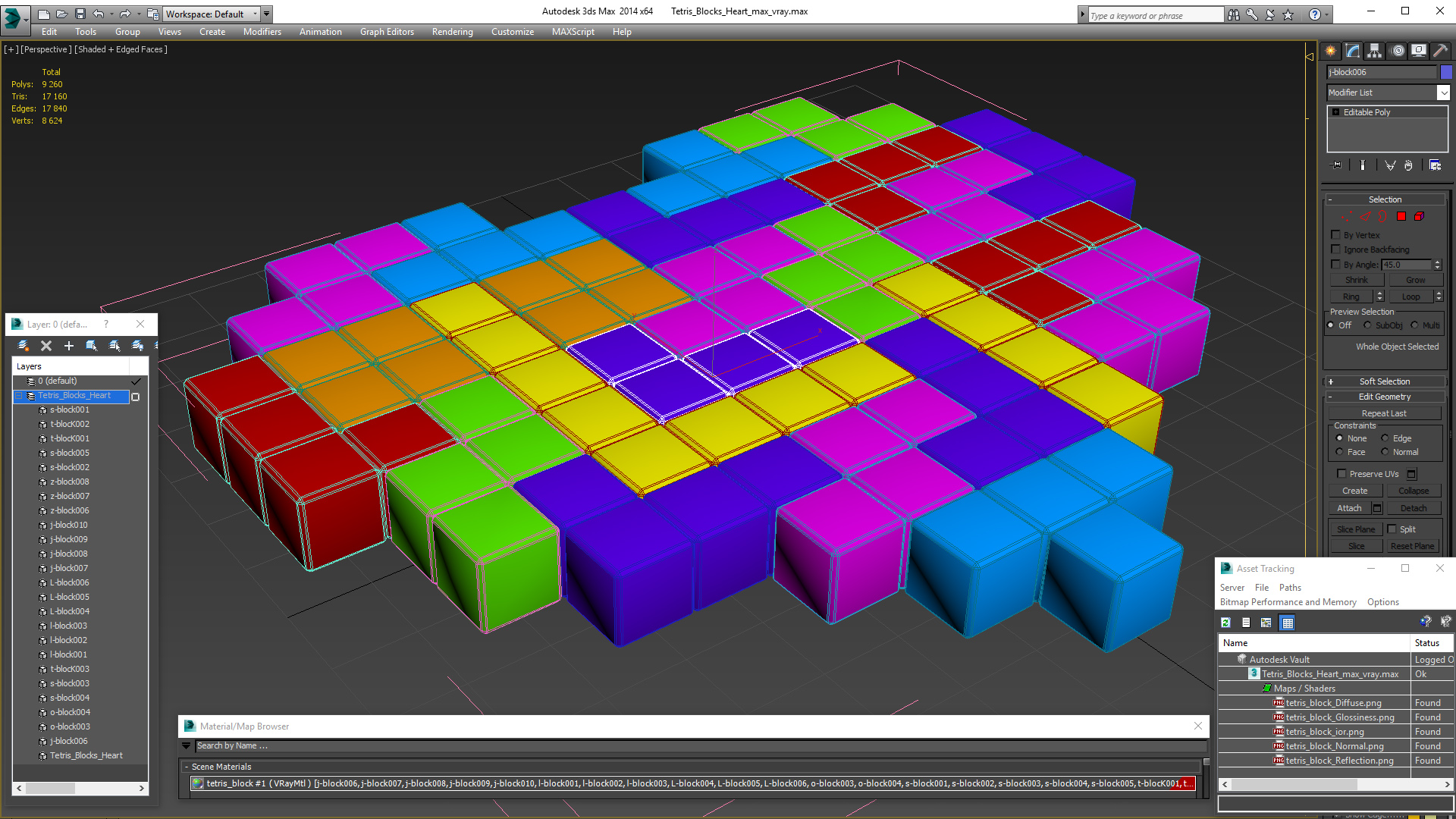 Tetris Blocks Heart 3D model