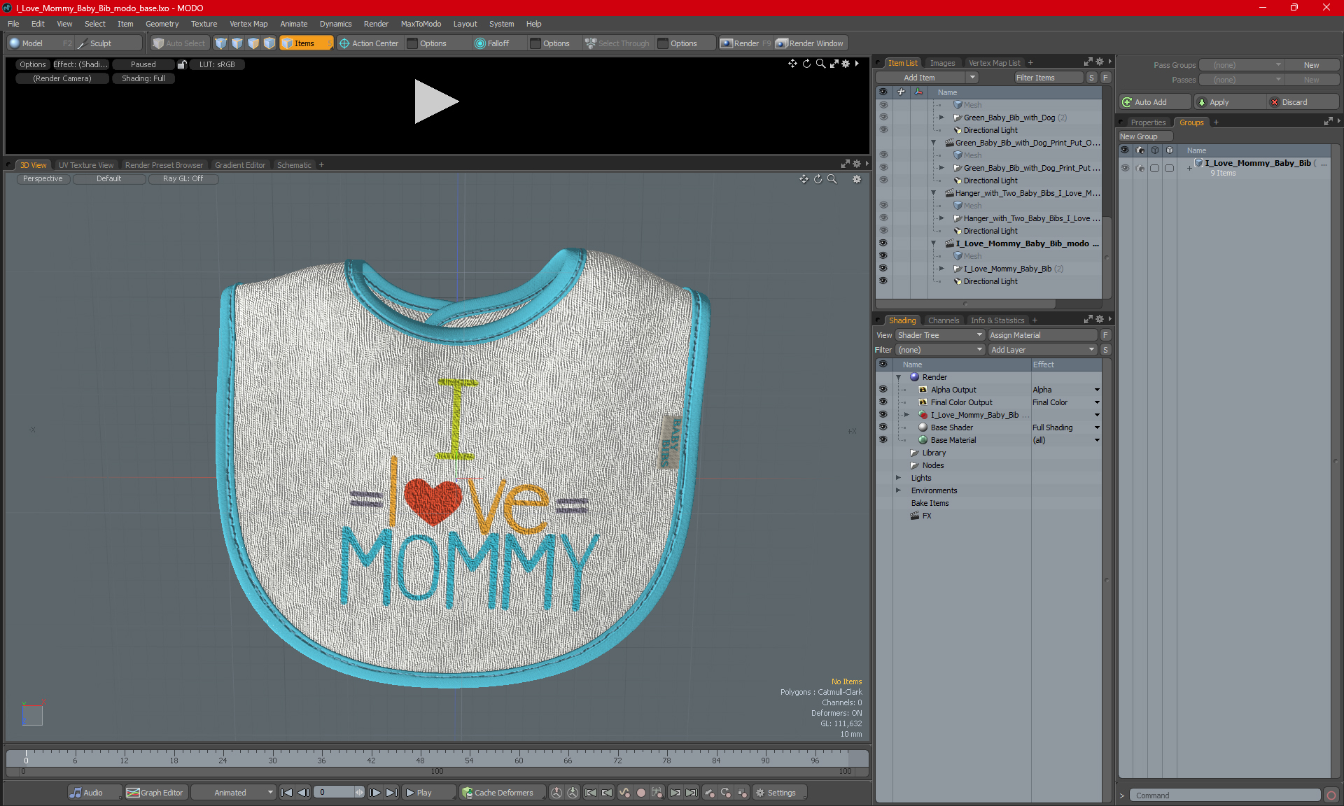 3D I Love Mommy Baby Bib