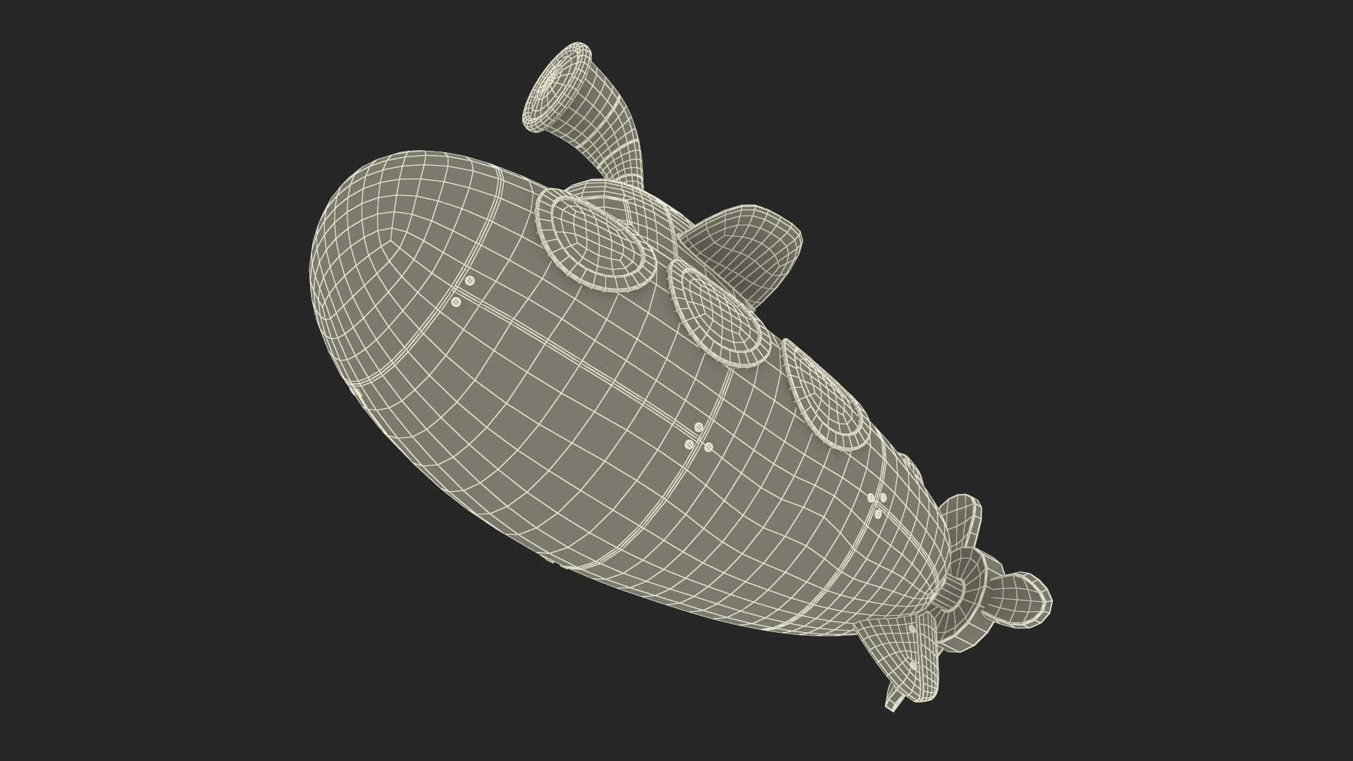 Submarine Cartoon Grey Rigged 3D model