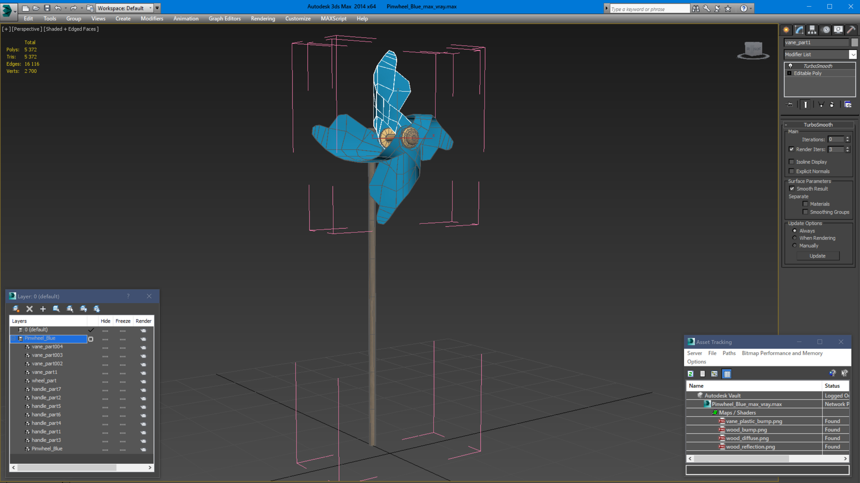 3D Pinwheel Blue model