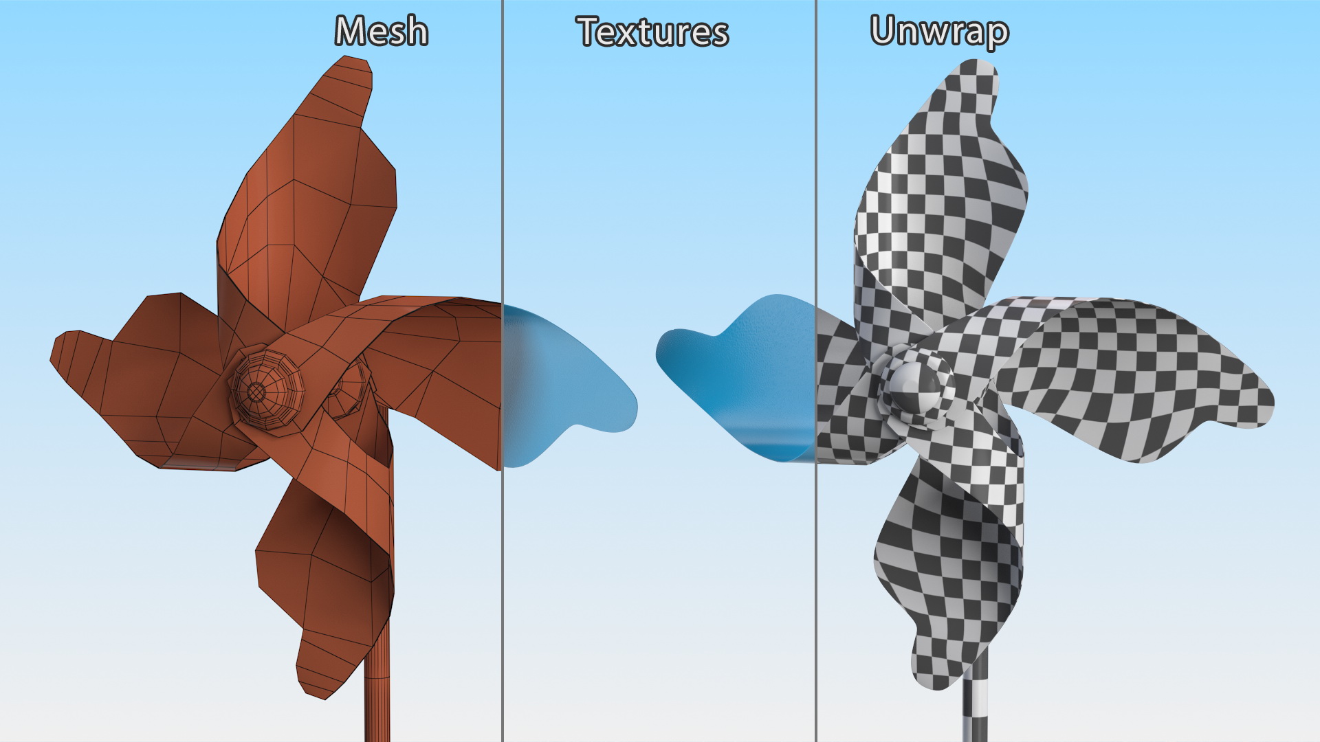 3D Pinwheel Blue model