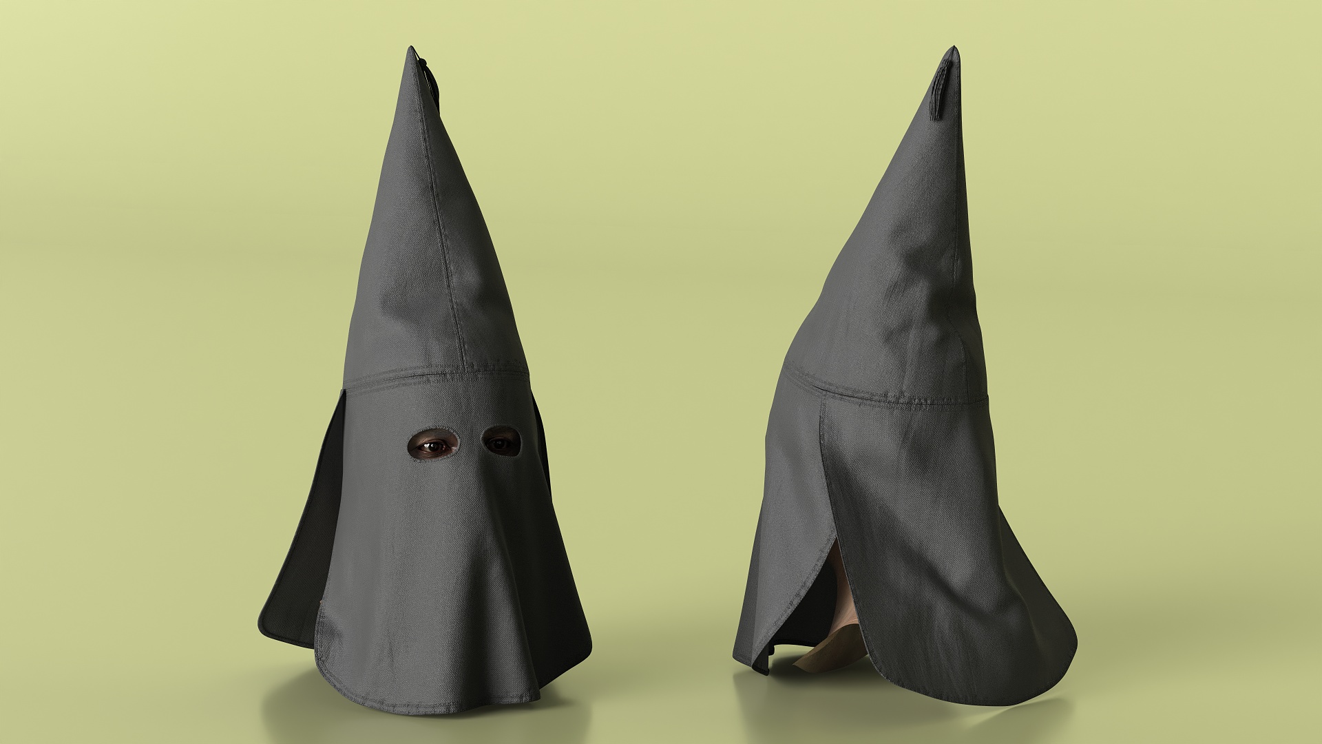 3D model Black Ku Klux Klan Mask on Man Head