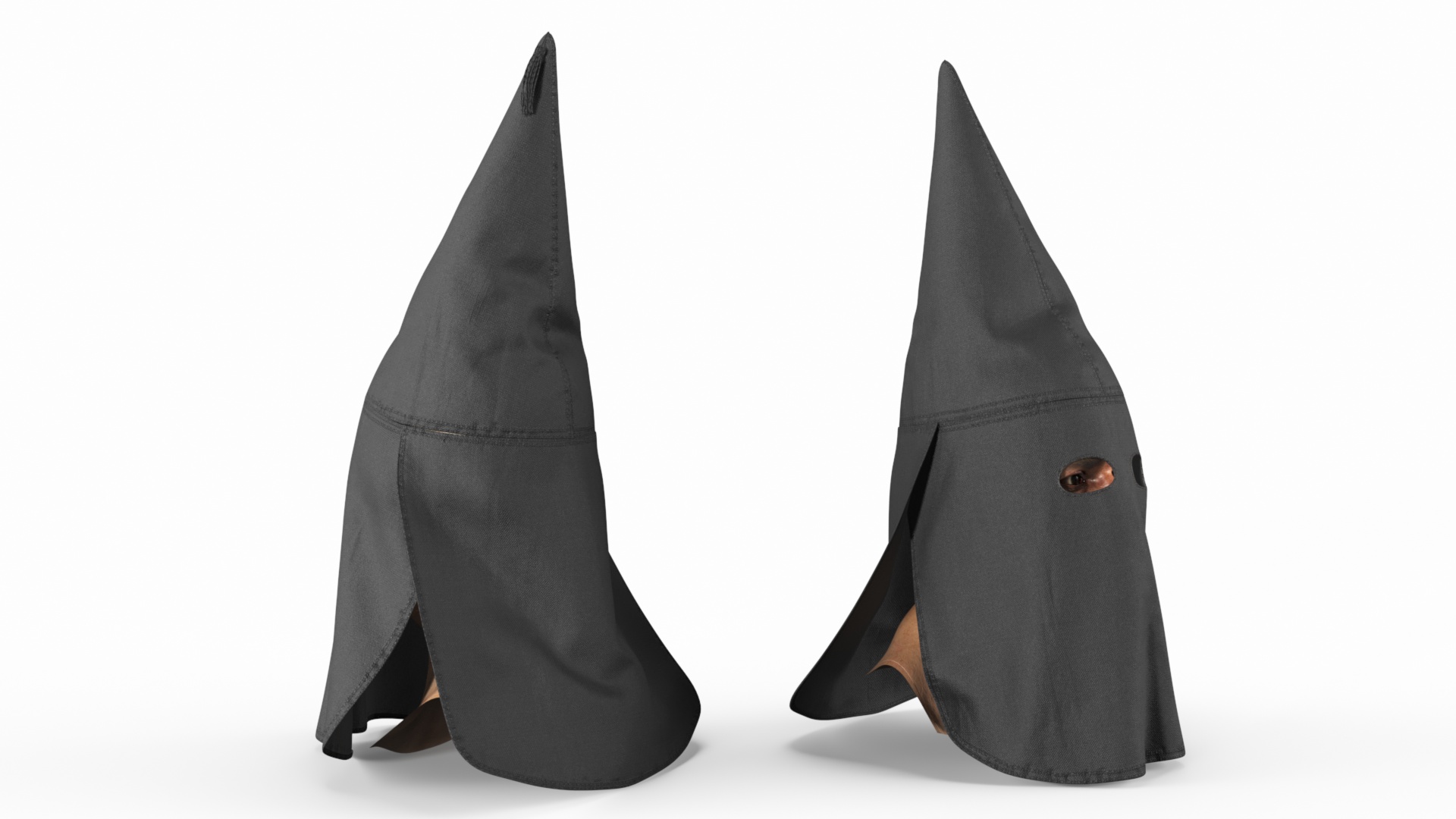 3D model Black Ku Klux Klan Mask on Man Head