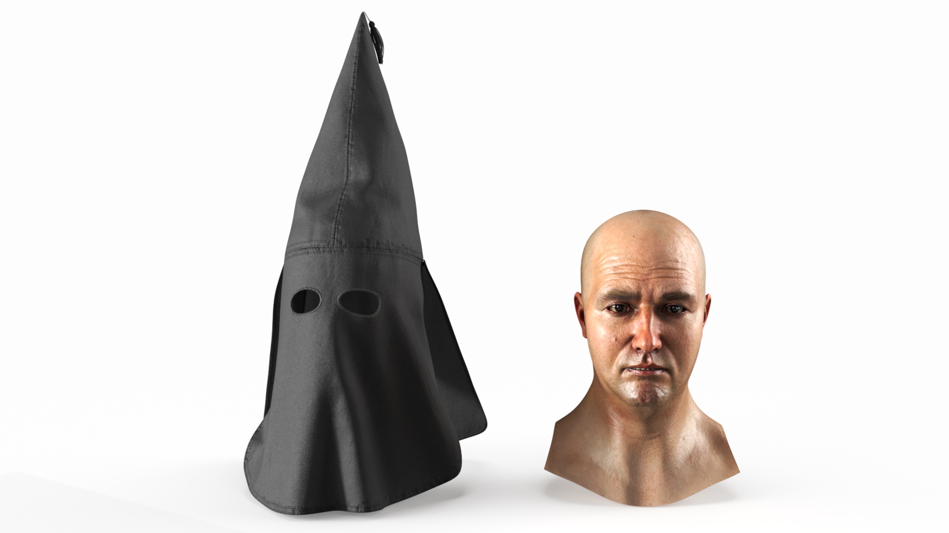 3D model Black Ku Klux Klan Mask on Man Head