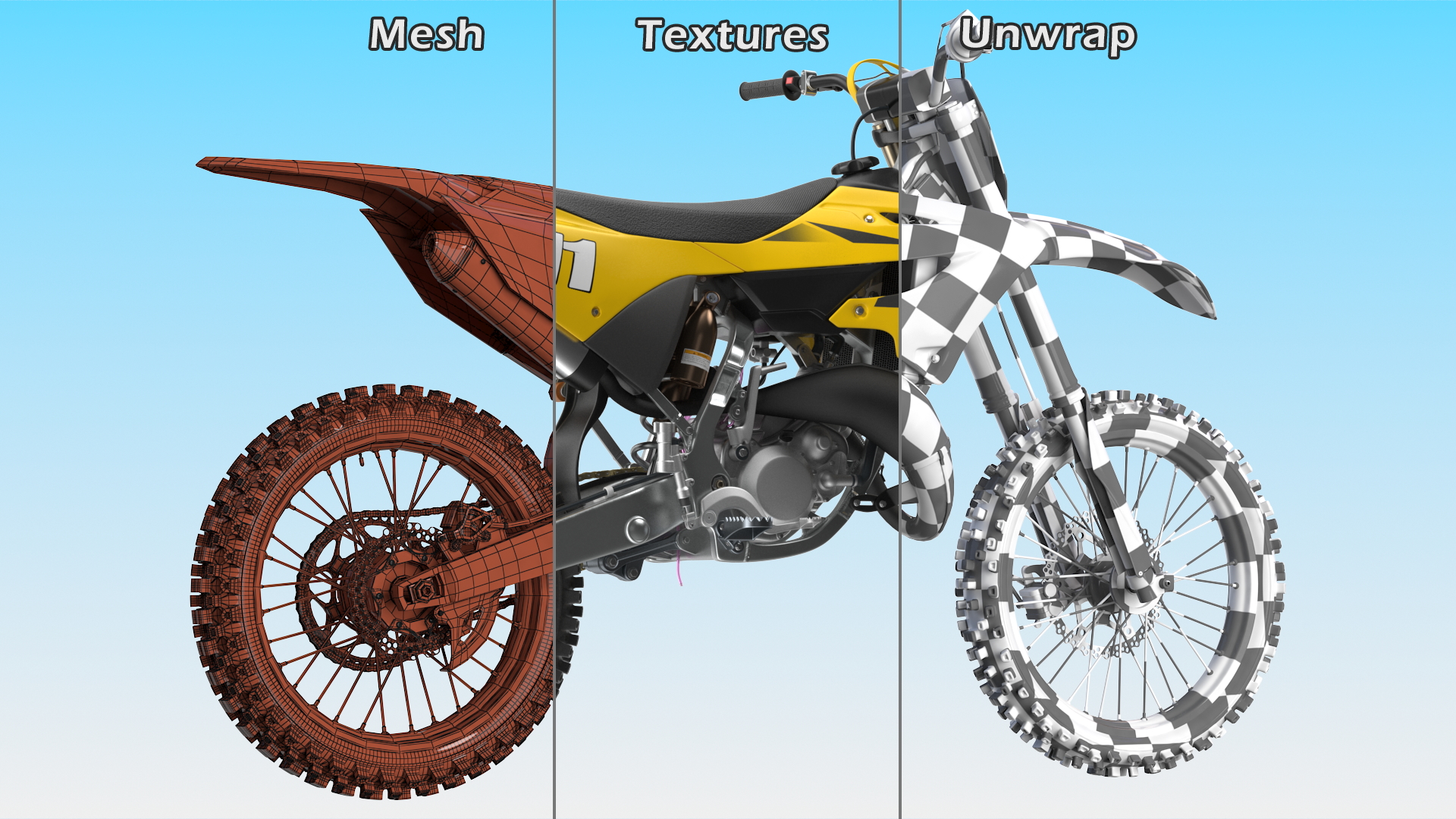 Motocross Motorcycle Rigged 3D