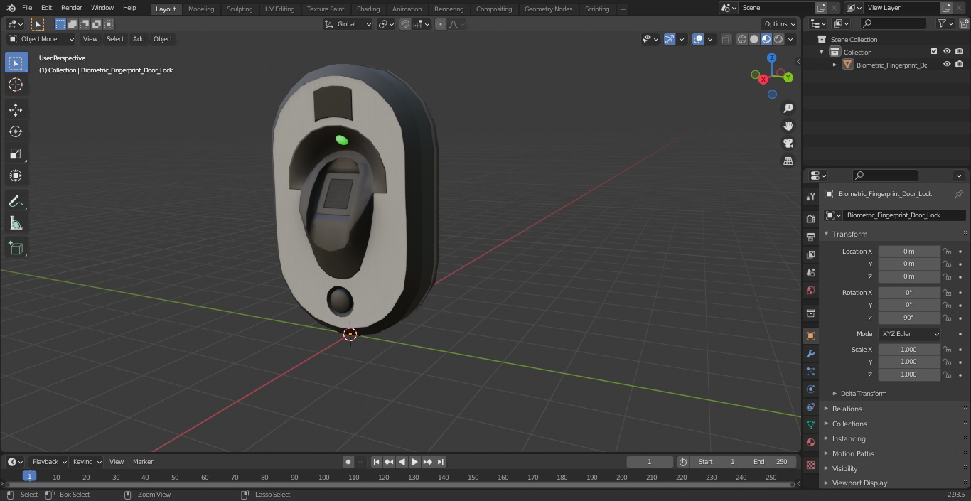 3D Biometric Fingerprint Door Lock