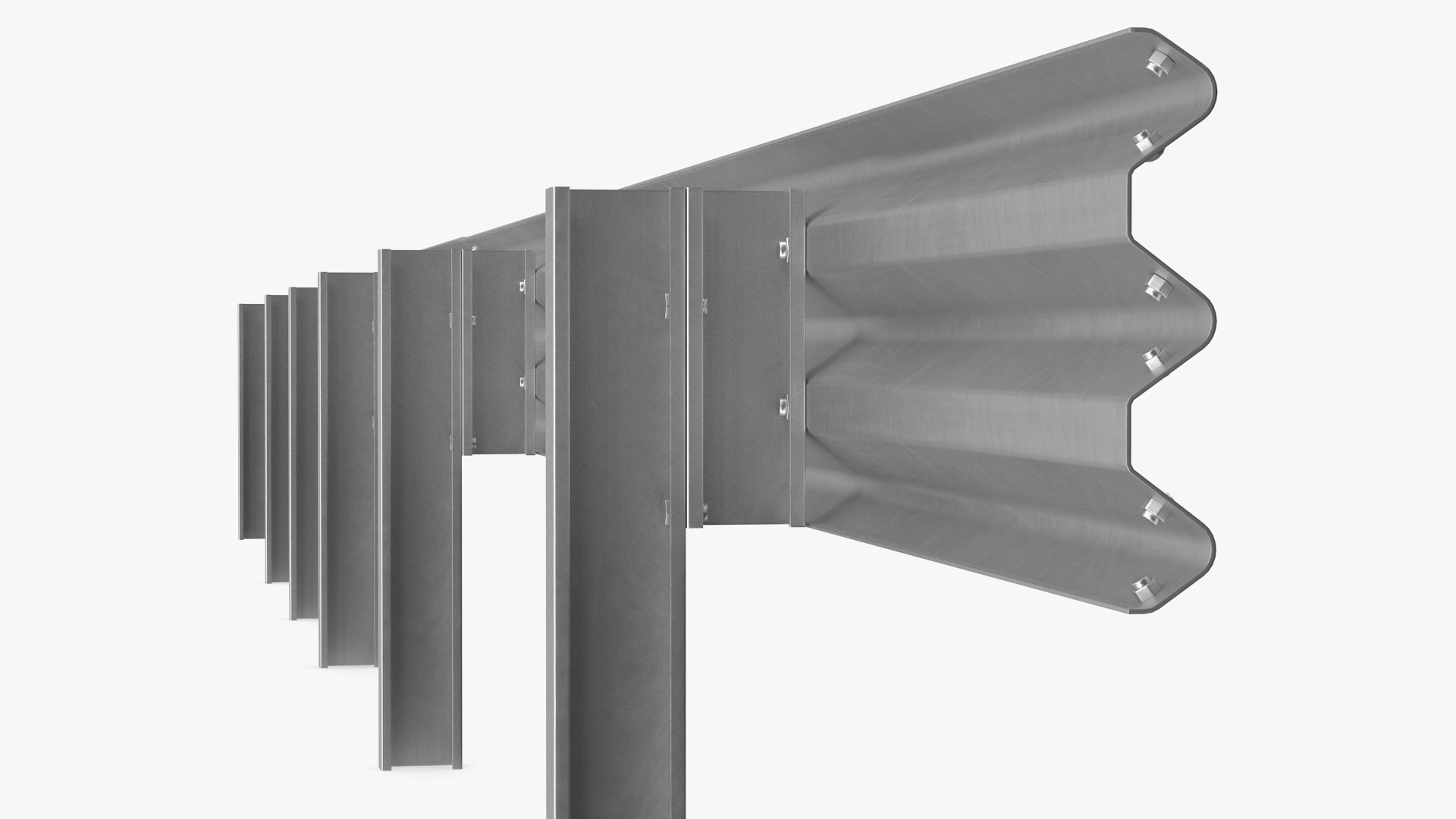 3D Galvanized Highway Guardrail Barrier