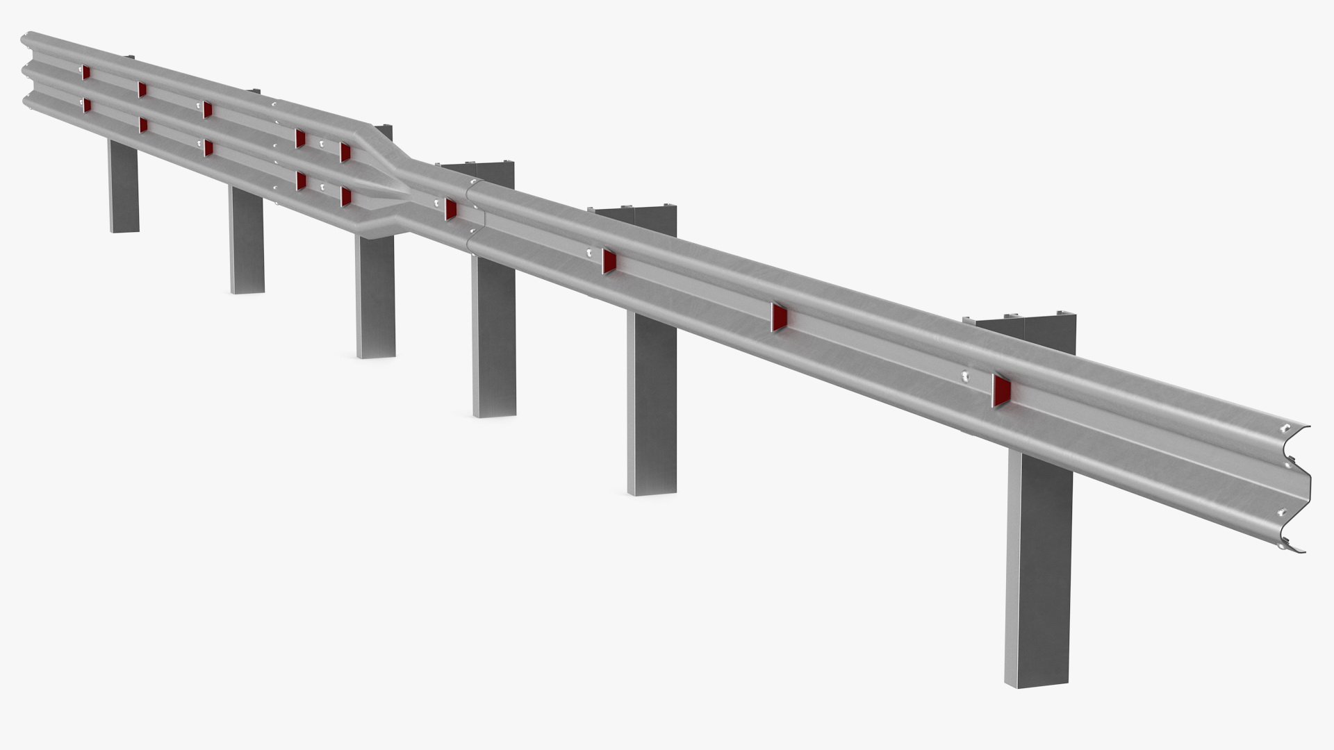 3D Galvanized Highway Guardrail Barrier