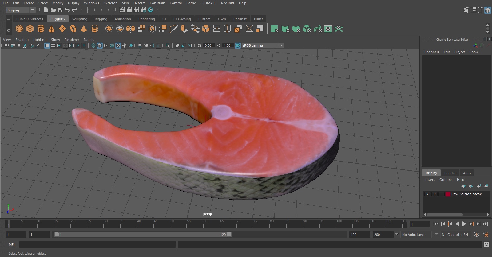 3D Raw Salmon Steak