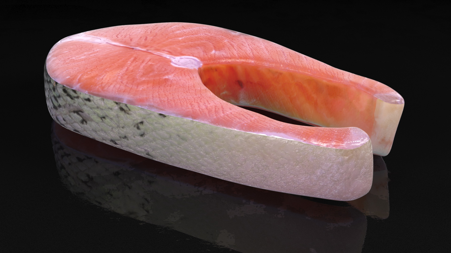 3D Raw Salmon Steak