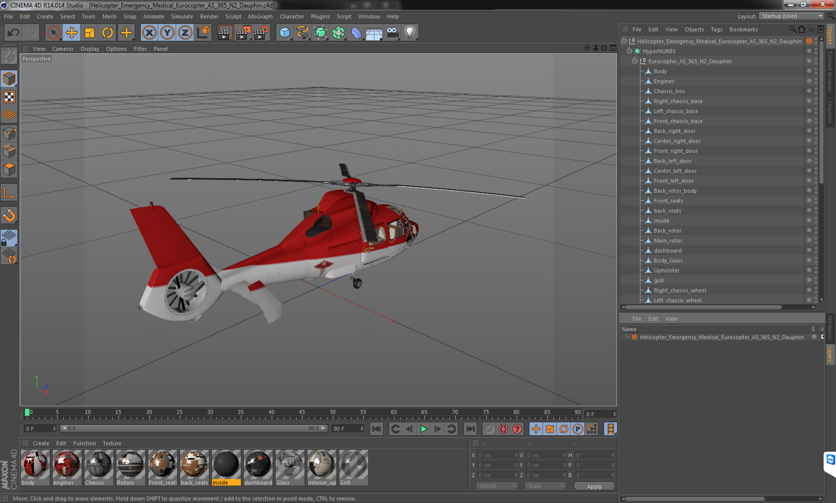 Helicopter Emergency Medical Eurocopter AS 365 N2 Dauphin 3D