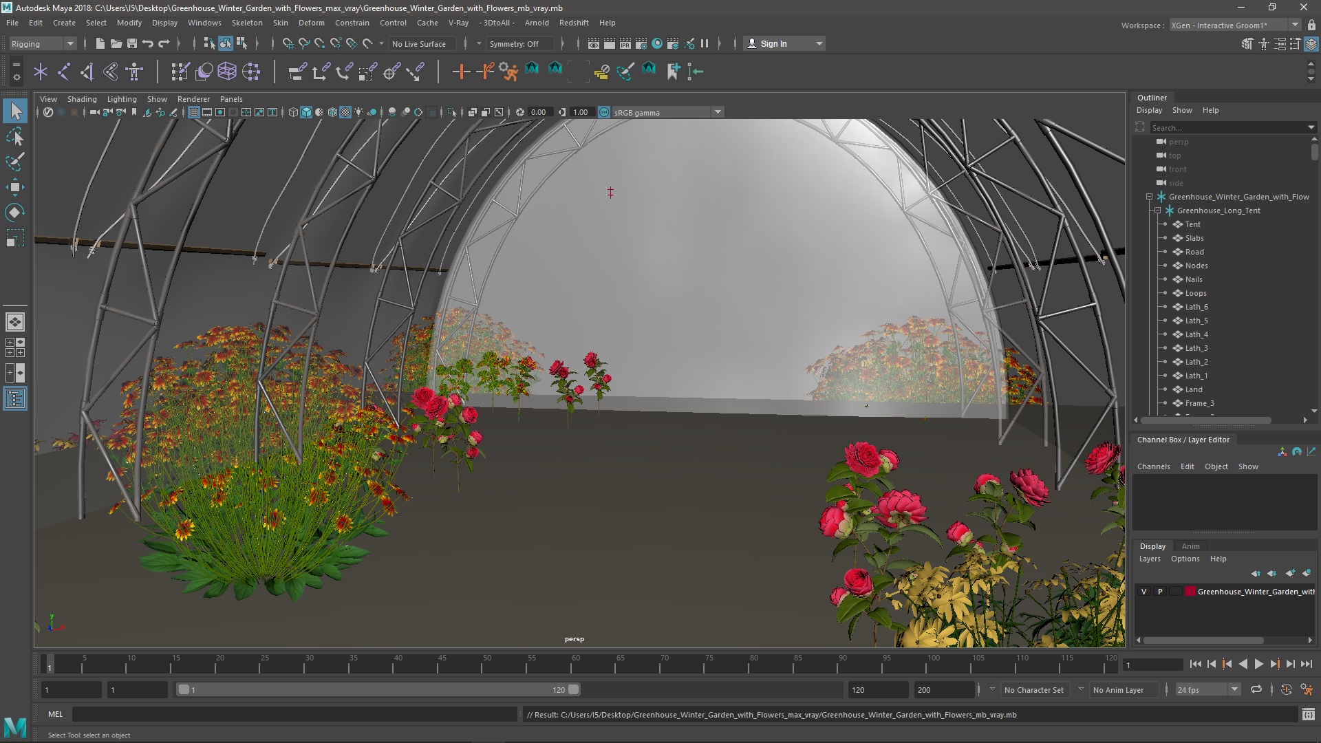 Greenhouse Winter Garden with Flowers 3D