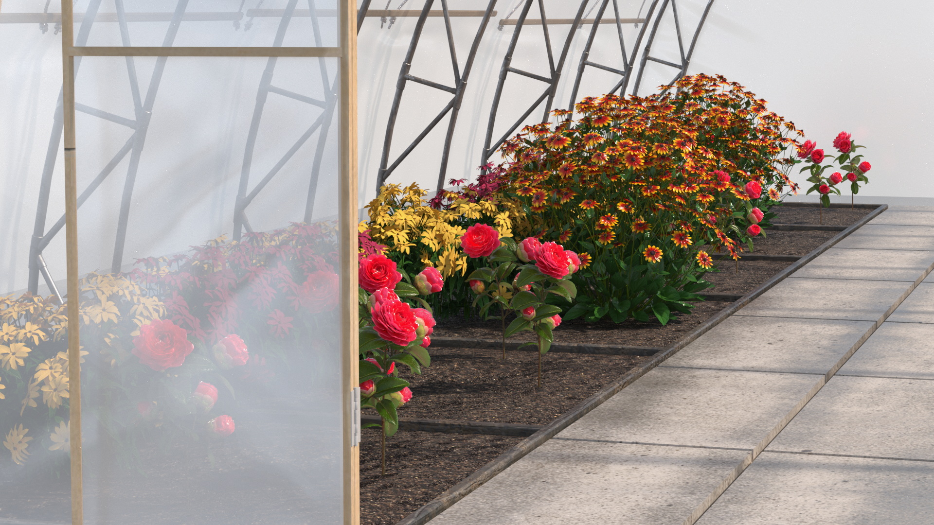 Greenhouse Winter Garden with Flowers 3D