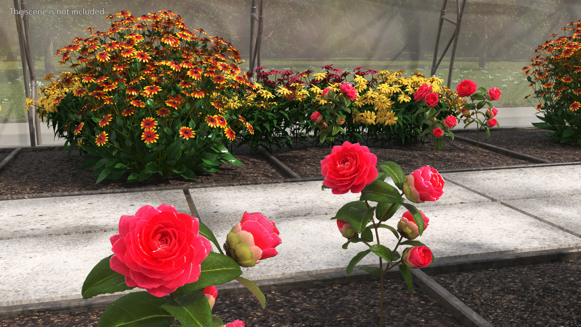 Greenhouse Winter Garden with Flowers 3D